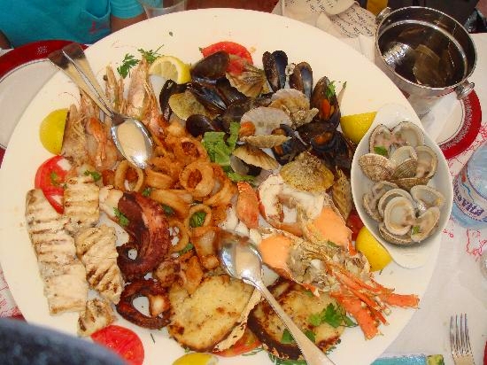 Seafood Plate at Mama Sofia Restaurant, Rhodes, Greece