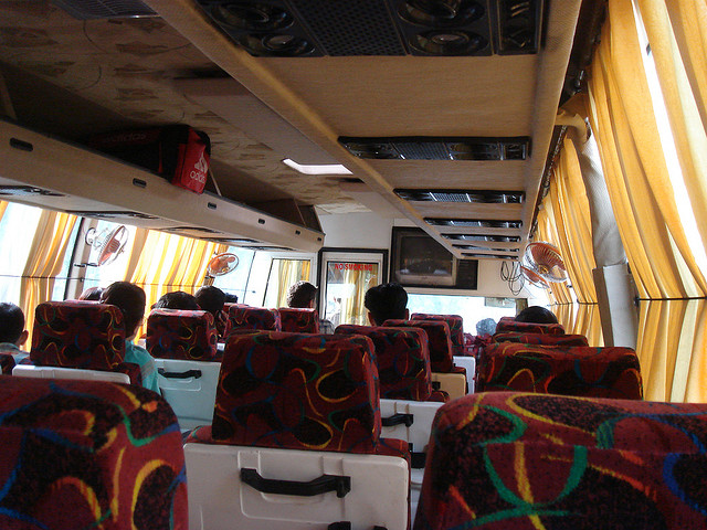 Interior of a Manali-bound bus