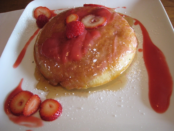Baked pancake with strawberries, Traif NYC