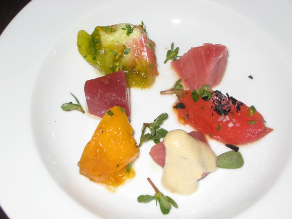 Tuna and Heirloom Tomatoes, Spring Restaurant Paris France