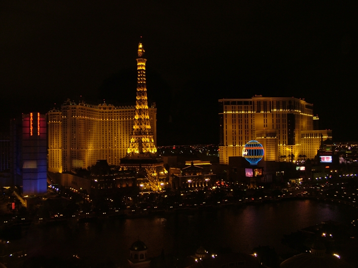 View of the strip from the Bellagio Hotel, Las Vegas