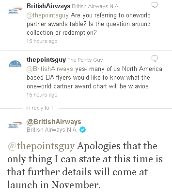 British Airways Not Releasing New Single Partner Award Chart Until November 16