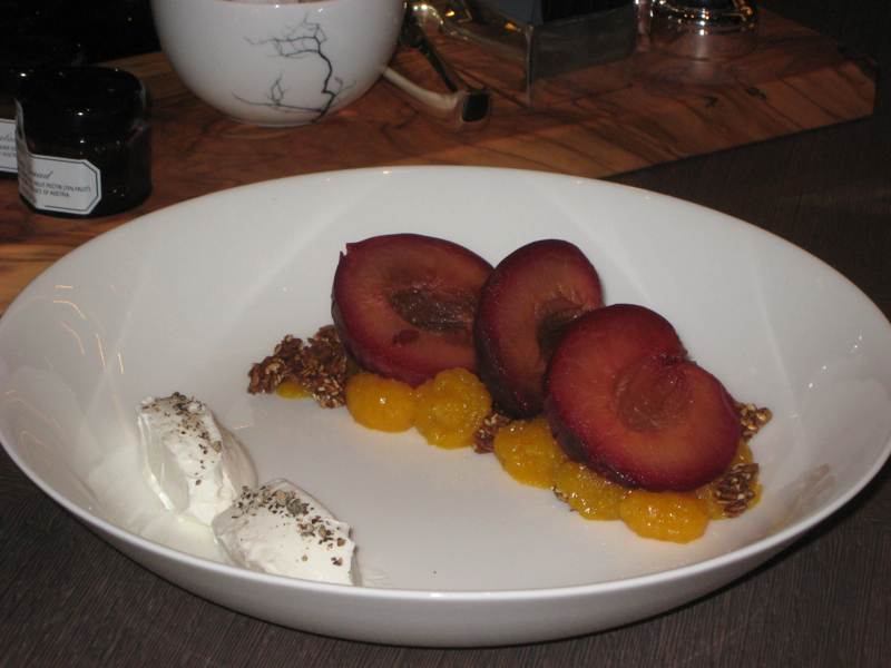 Park Hyatt New York Breakfast: Vanilla Poached "Apricots" with Granola and Lebne