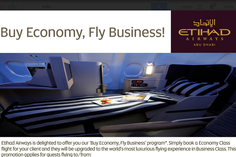 Etihad: Buy Economy, Fly Business Class Deal