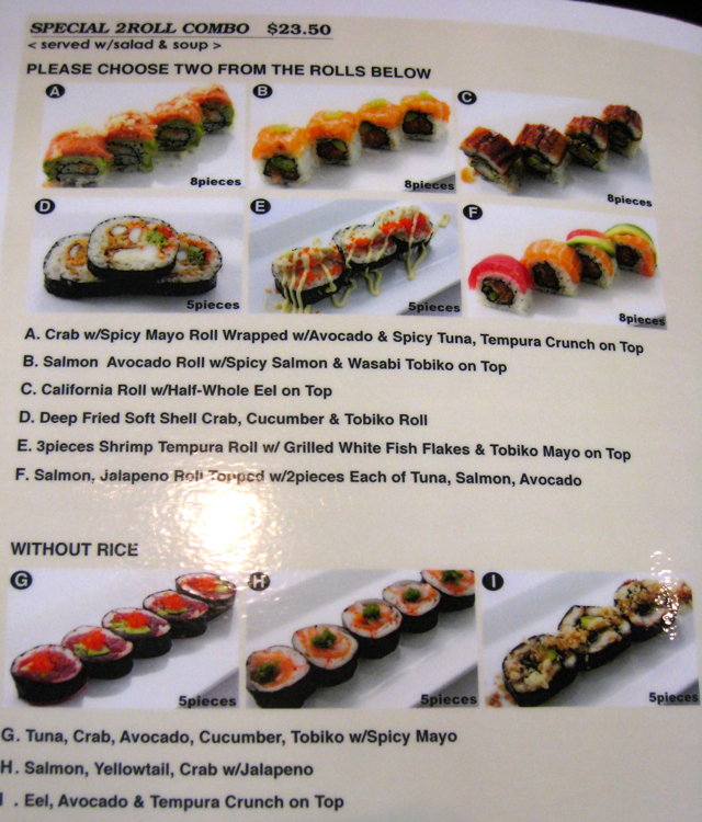 Tsushima-Best Sushi in NYC Midtown? Lunch Menu 2 Roll Combo