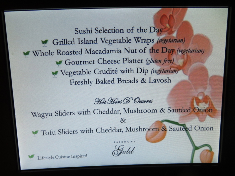 Review: Fairmont Orchid Gold Floor Lounge Appetizer Menu