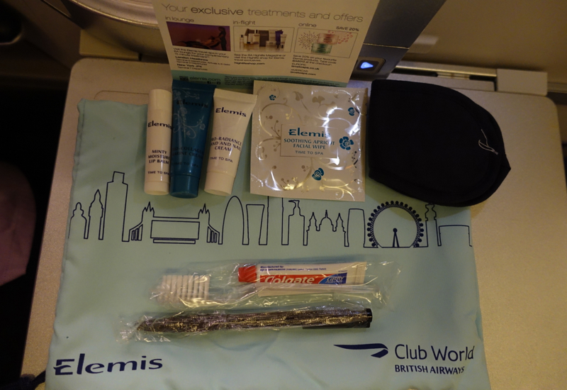 British Airways Business Class Review: Elemis Amenity Kit