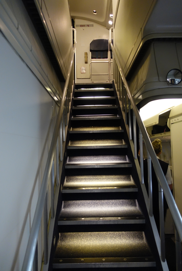 British Airways Business Class Review on 747: Stairs to Upper Deck 