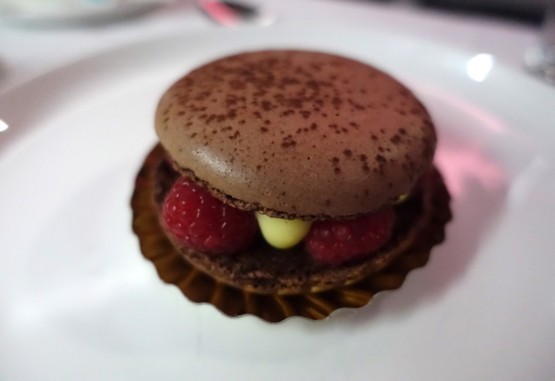 Airlines with Best First Class Food - Qantas First Class - Chocolate Raspberry Macaron