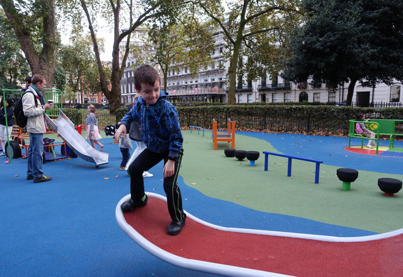 Playing at Bloomsbury Square Playground Near British Musem