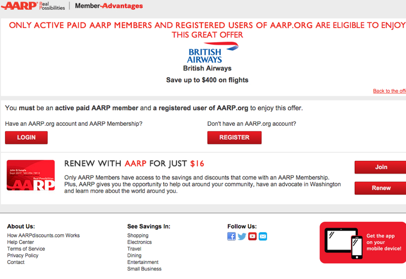 AARP $400 Off British Airways Business Class Roundtrip Flights