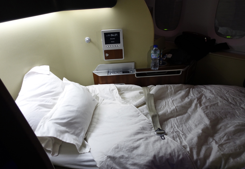 Qantas First Class A380 Review - Bed After Turndown Service