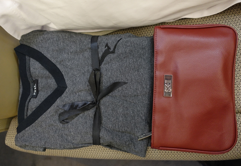 Qantas First Class A380 Review - Pajamas and Amenity Kit