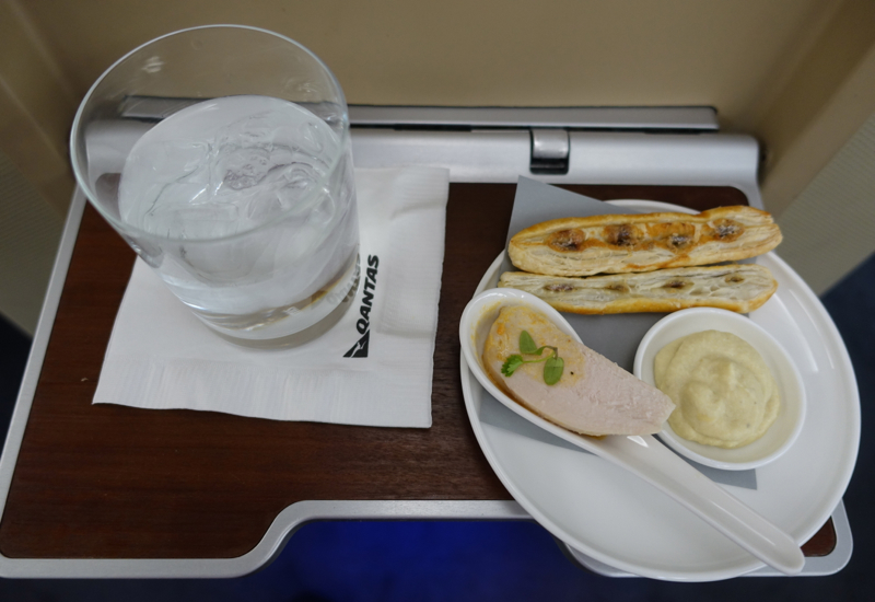 Qantas First Class A380 Review - Pre-Flight Drink and Canapes