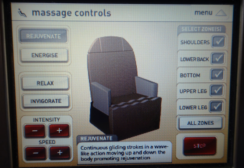 Qantas First Class A380 Review - Massage Controls