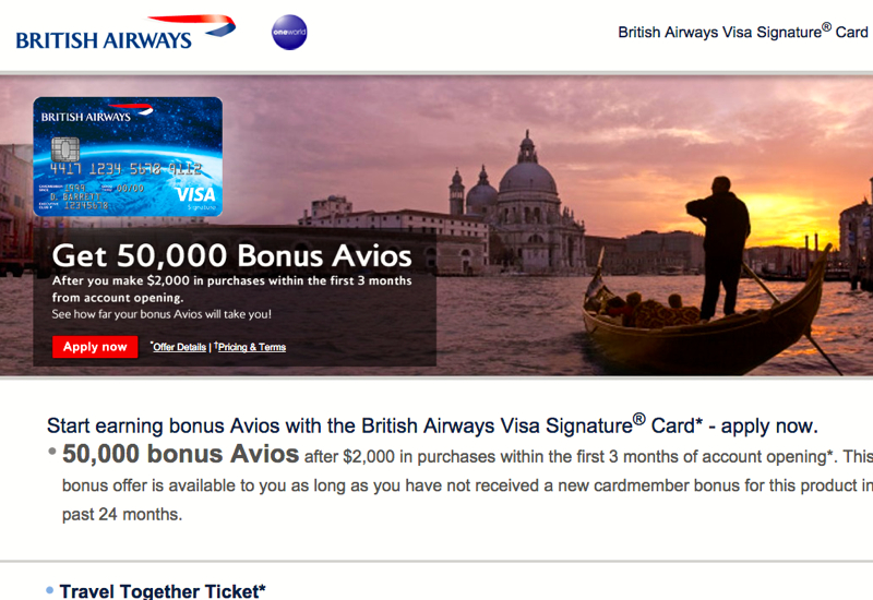 50K British Airways Visa with Annual Fee Waived First Year