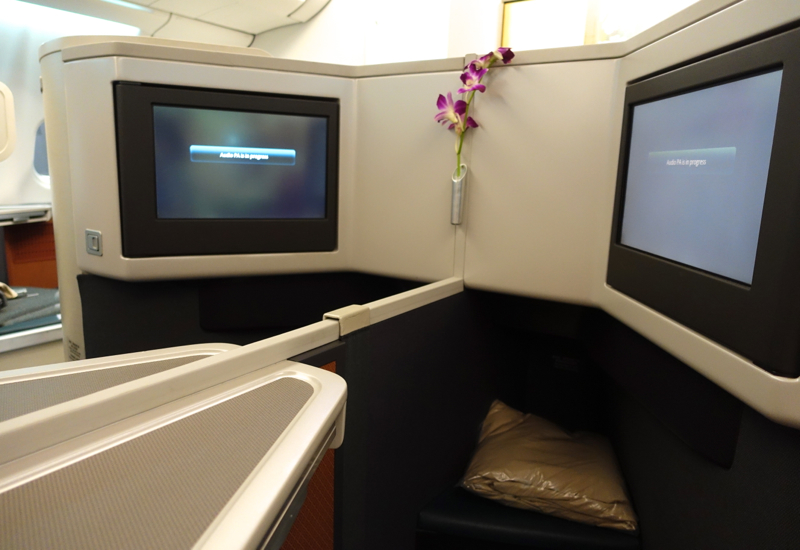 Cathay Pacific Business Class Review A330 - IFE Screens and seat ottoman