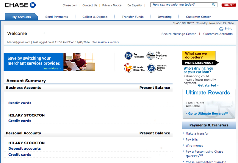 How to Combine Ultimate Rewards Points-Login to Chase Account, Click on Go to Ultimate Rewards 