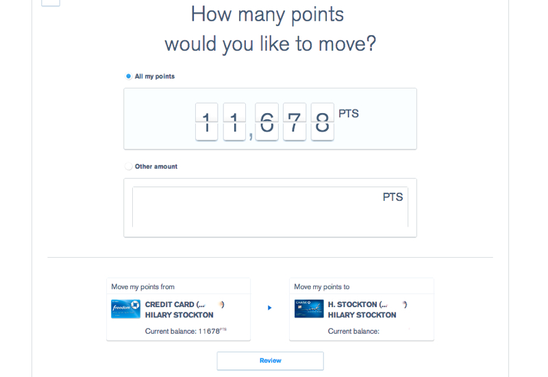 Combine Ultimate Rewards Points - Choose How Many Points to Move