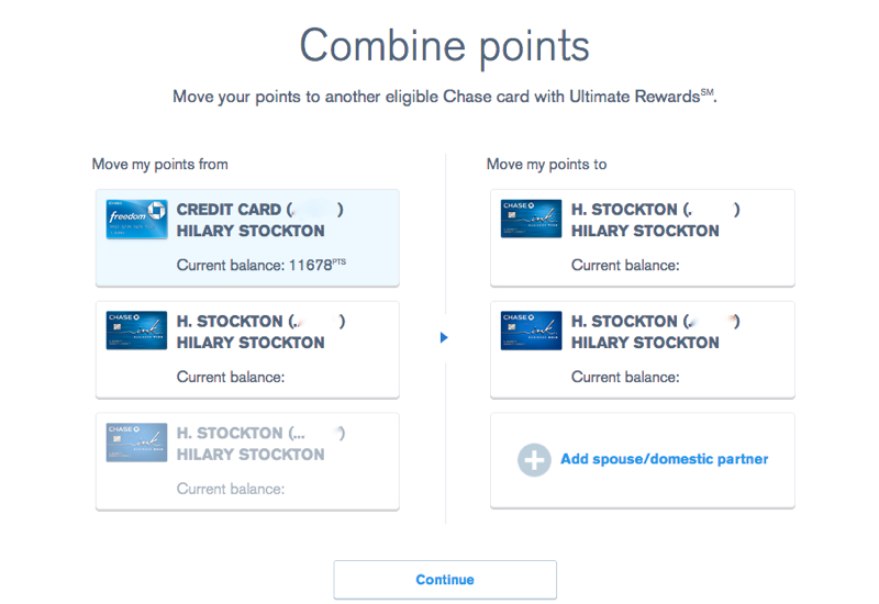 How to Combine Ultimate Rewards Points - Select Account You Want to Transfer Points to