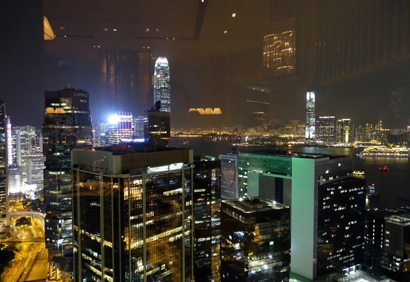 View of Hong Kong City Lights from Cafe Gray Deluxe at The Upper House