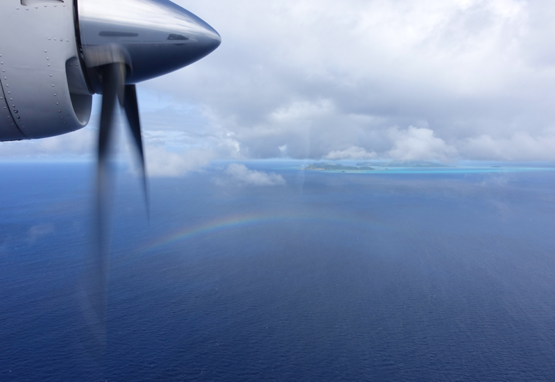 Rainbow on Island Aviation Flight to Amanpulo