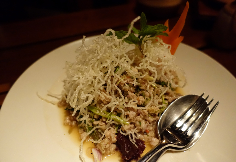 Laab Pork Salad, Lagoon Restaurant, Amanpulo