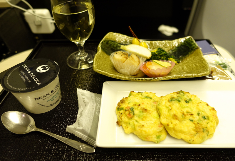 Okonomiyaki and Scallop Dish, JAL Business Class