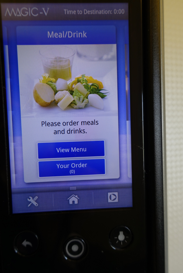 Touchscreen Meal/Drink Ordering, JAL Business Class