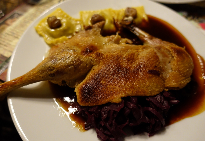 Roast Duck with Chestnut Ravioli