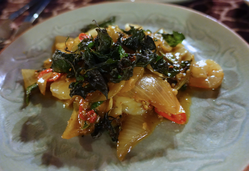 Wok Fried Prawns with Garlic, Chili and Hot Basil