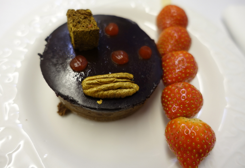 Chocolate Cake and Strawberries, KLM Business Class