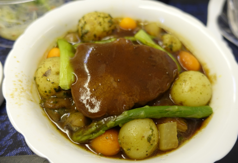 Braised Beef, KLM Business Class Lunch