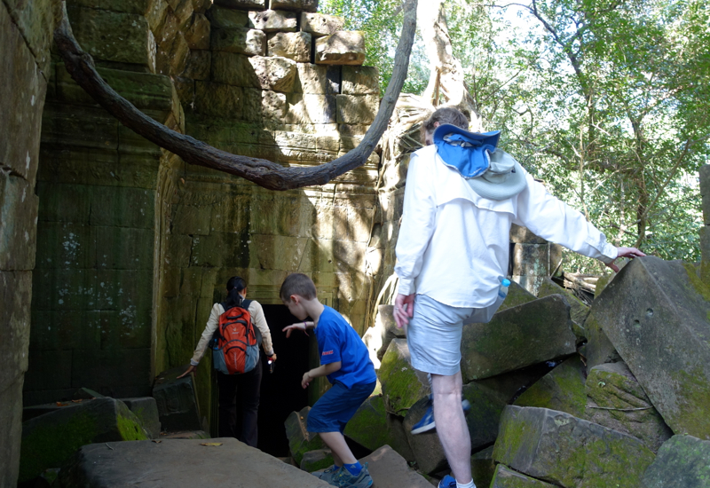 Beng Mealea Jungle Temple - Descending into the Temple Corridor