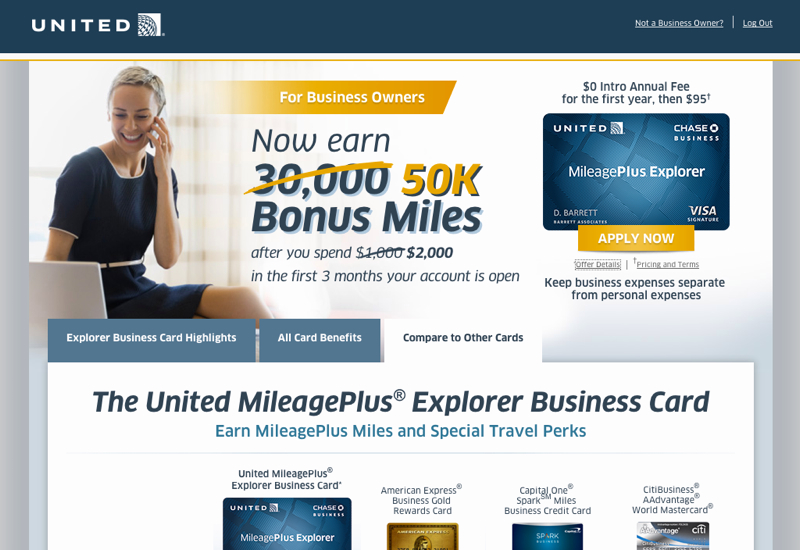 50K United MileagePlus Explorer Business Card Bonus Offer