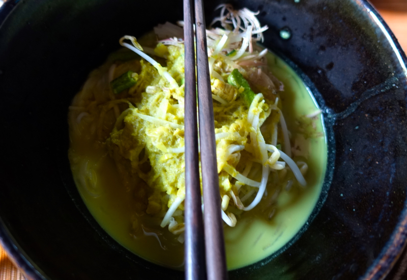 Nom Ben Chok Green Curry Noodle Soup, Khmer Village House