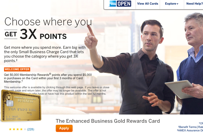 75K and 50K AMEX Business Gold Card Bonus Offers