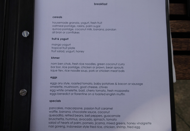 Amansara Breakfast Menu