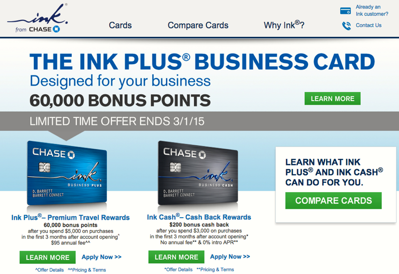 60K Ink Plus Bonus Offer