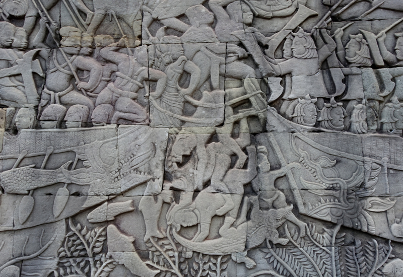 Khmer Warriors Fighting Cham Warriors, The Bayon