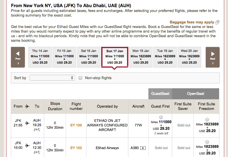 No Etihad First Apartment Award Space Yet NYC to Abu Dhabi