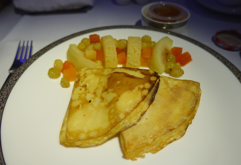 Stuffed Pancake with Fruit Compote, Thai Airways First Class