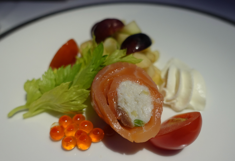 Thai Airways A380 First Class-Smoked Salmon Appetizer