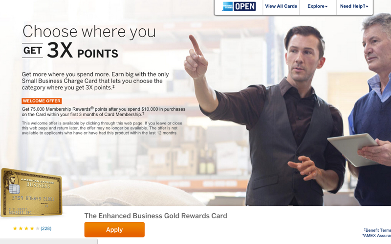 75K AMEX Business Gold Rewards Card Bonus Offer
