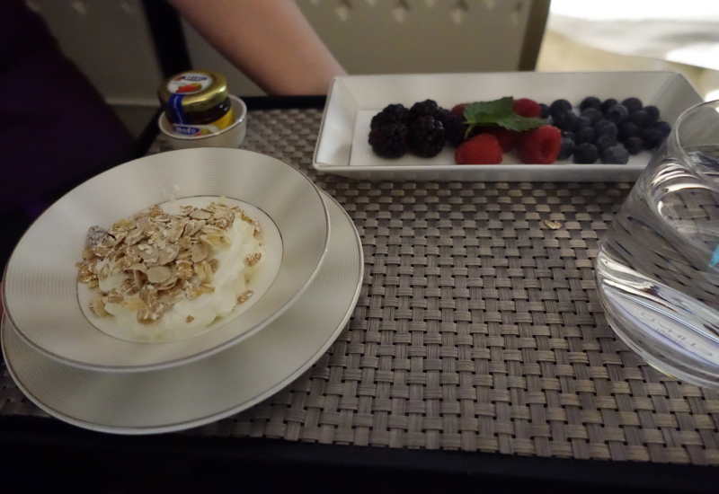 Etihad First Class Breakfast: Yogurt and Fresh Berries