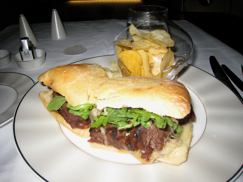 Review-Etihad First Class 777-300ER - Etihad Steak Sandwich