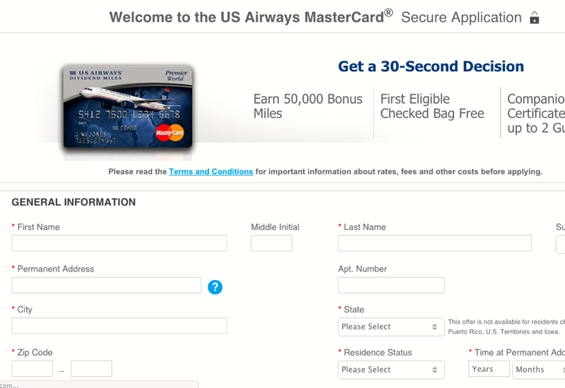 50K US Airways MasterCard Link Still Alive