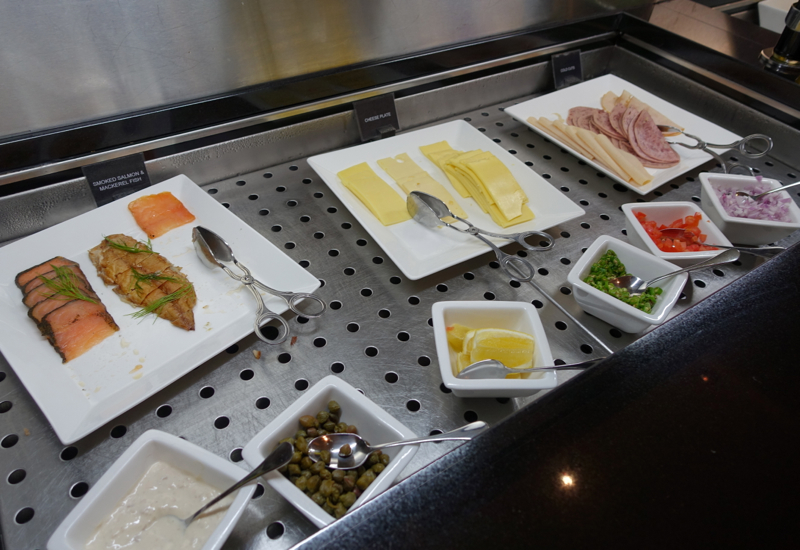 Review-Etihad Business Class Lounge Abu Dhabi Terminal 1-Smoked Salmon Cheeses Breakfast Meats