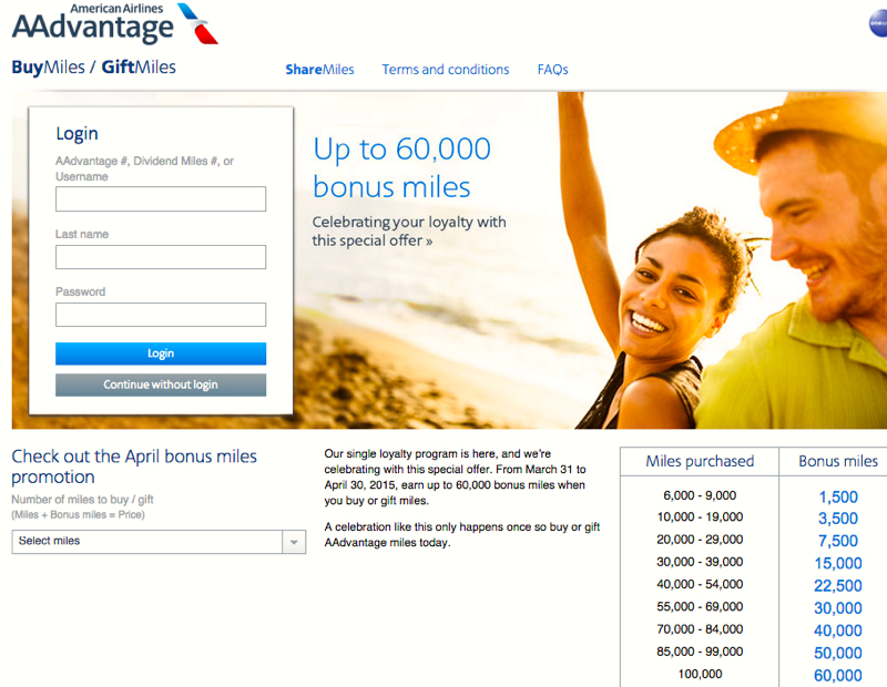 Buy AAdvantage Miles with a 60% Bonus