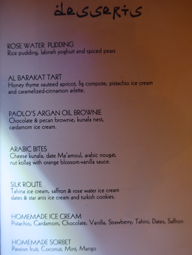 Al Barakat Dessert Menu, Four Seasons Maldives at Landaa Giraavaru